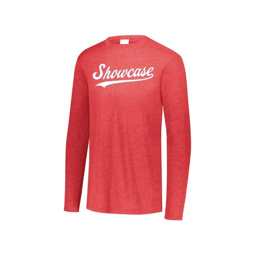 [FTLCUBRD-YS-LOGO3] Decker Youth Tri-Blend T-Shirt - Long Sleeve (Youth S, Red, Logo 3)